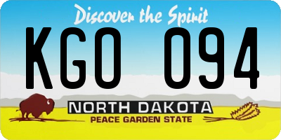 ND license plate KGO094