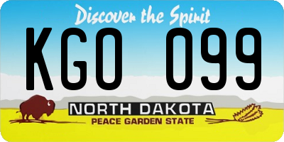 ND license plate KGO099