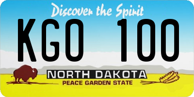 ND license plate KGO100