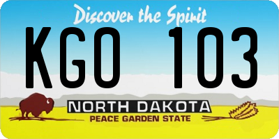 ND license plate KGO103
