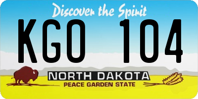 ND license plate KGO104