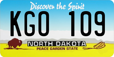 ND license plate KGO109