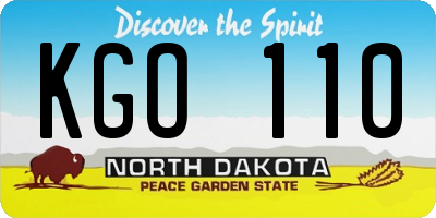 ND license plate KGO110