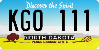 ND license plate KGO111