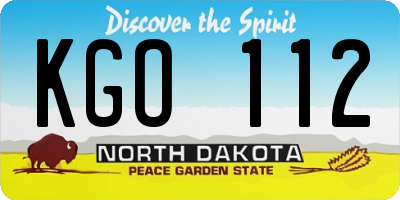 ND license plate KGO112