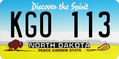 ND license plate KGO113