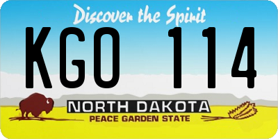 ND license plate KGO114