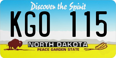 ND license plate KGO115