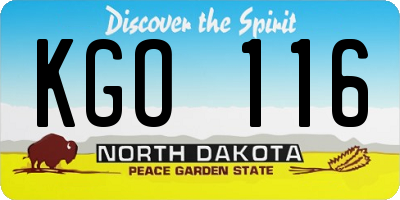 ND license plate KGO116