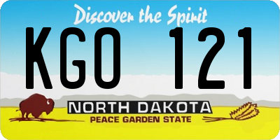 ND license plate KGO121
