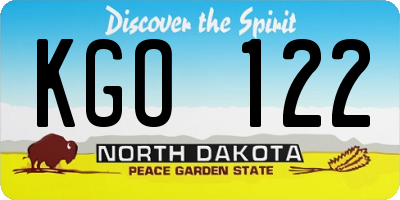 ND license plate KGO122