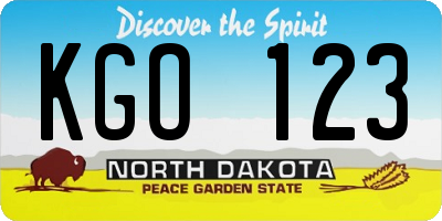 ND license plate KGO123