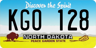 ND license plate KGO128