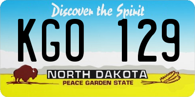 ND license plate KGO129