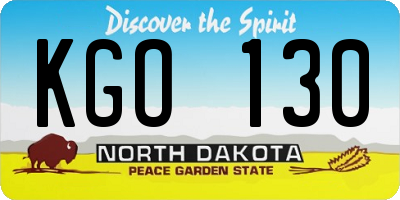 ND license plate KGO130