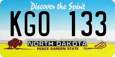 ND license plate KGO133