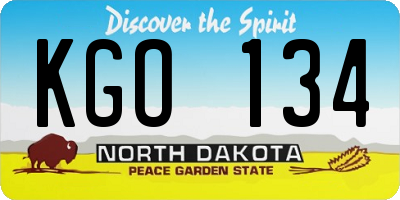 ND license plate KGO134