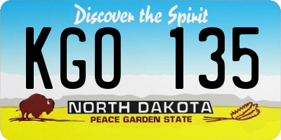 ND license plate KGO135