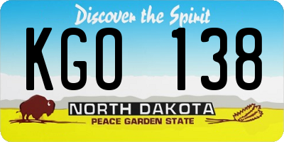ND license plate KGO138