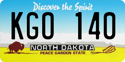 ND license plate KGO140