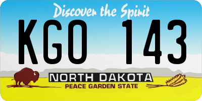 ND license plate KGO143