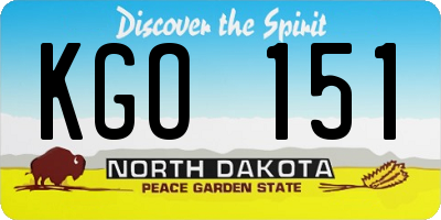 ND license plate KGO151