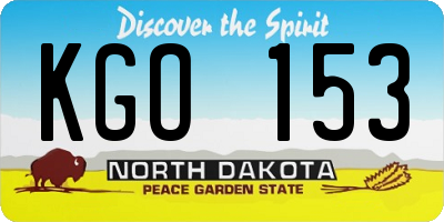 ND license plate KGO153