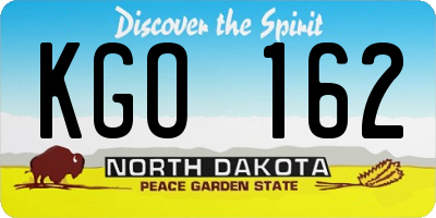 ND license plate KGO162