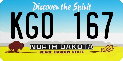 ND license plate KGO167