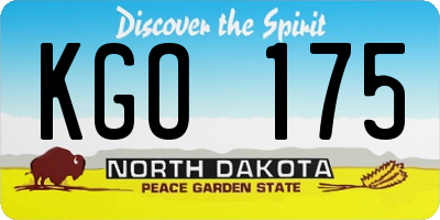 ND license plate KGO175