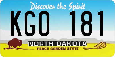 ND license plate KGO181