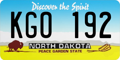 ND license plate KGO192