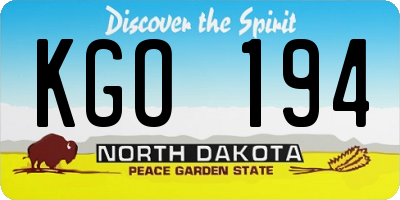 ND license plate KGO194
