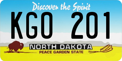 ND license plate KGO201