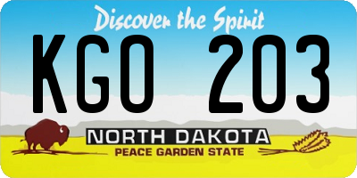 ND license plate KGO203