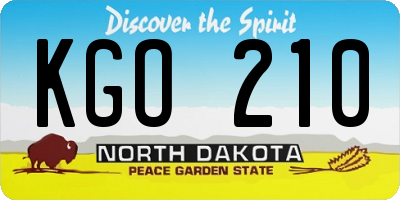 ND license plate KGO210