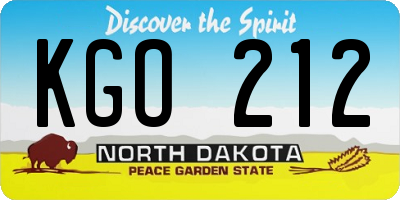 ND license plate KGO212