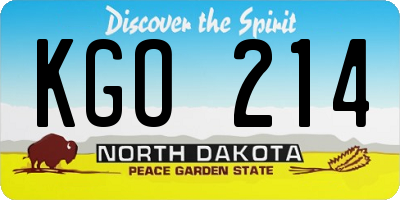 ND license plate KGO214