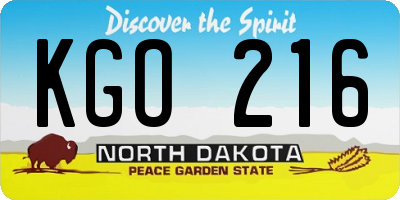 ND license plate KGO216