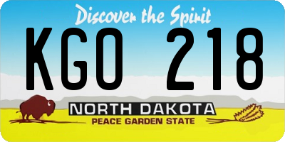 ND license plate KGO218