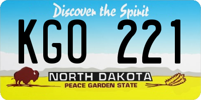 ND license plate KGO221