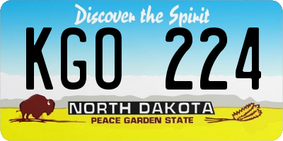 ND license plate KGO224