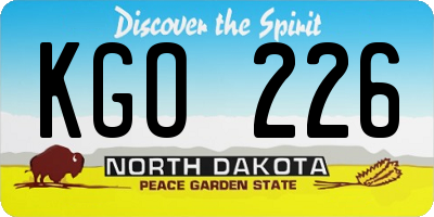 ND license plate KGO226