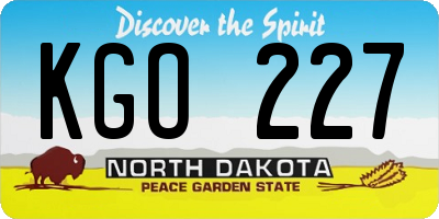 ND license plate KGO227
