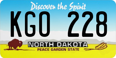 ND license plate KGO228