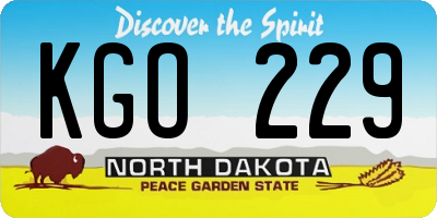 ND license plate KGO229