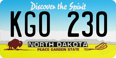 ND license plate KGO230
