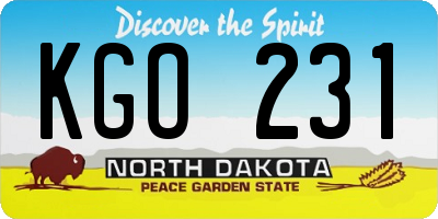 ND license plate KGO231