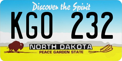 ND license plate KGO232