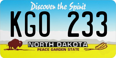 ND license plate KGO233